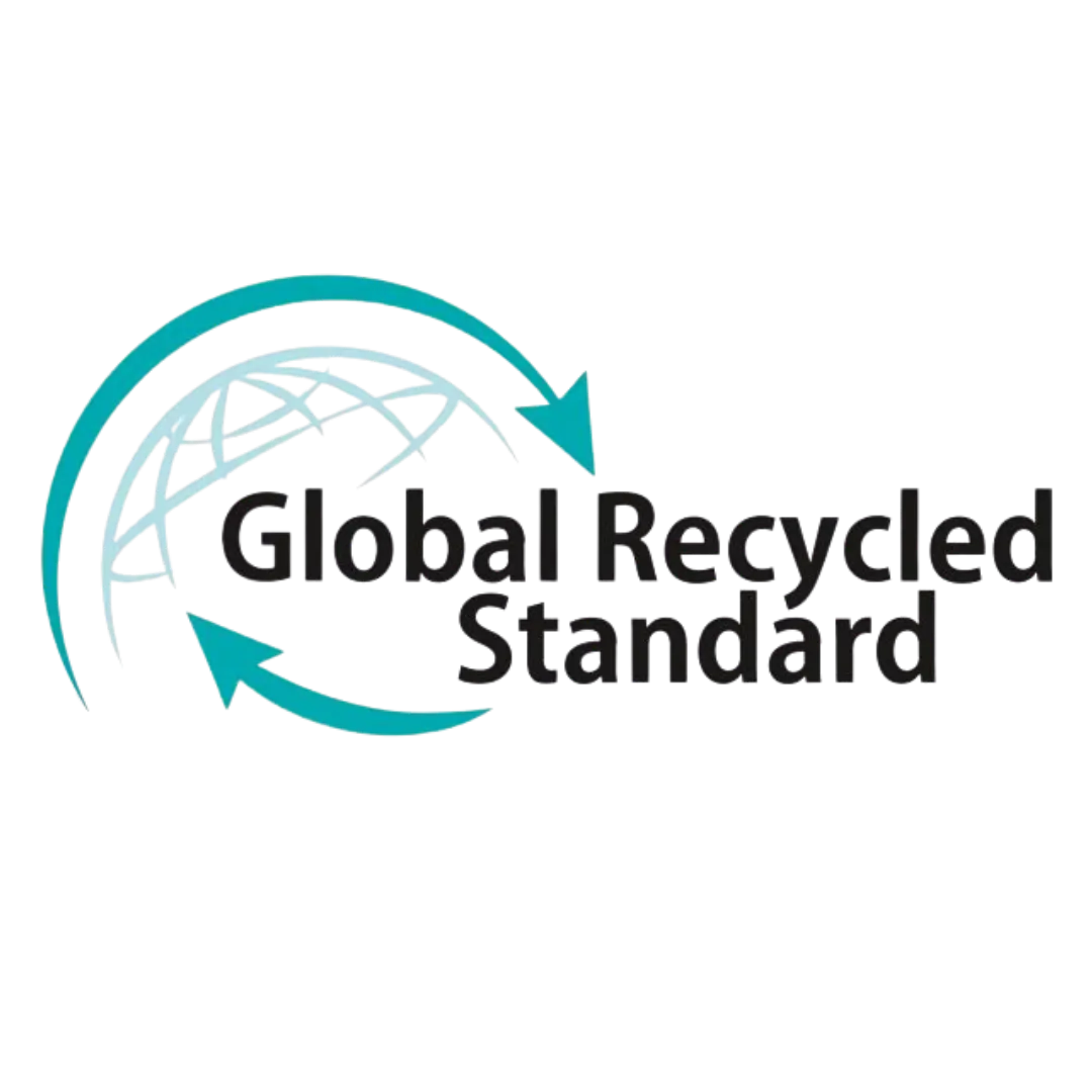 Global Recycled Standard logo indicating certified recycled materials and verified sustainable production practices.