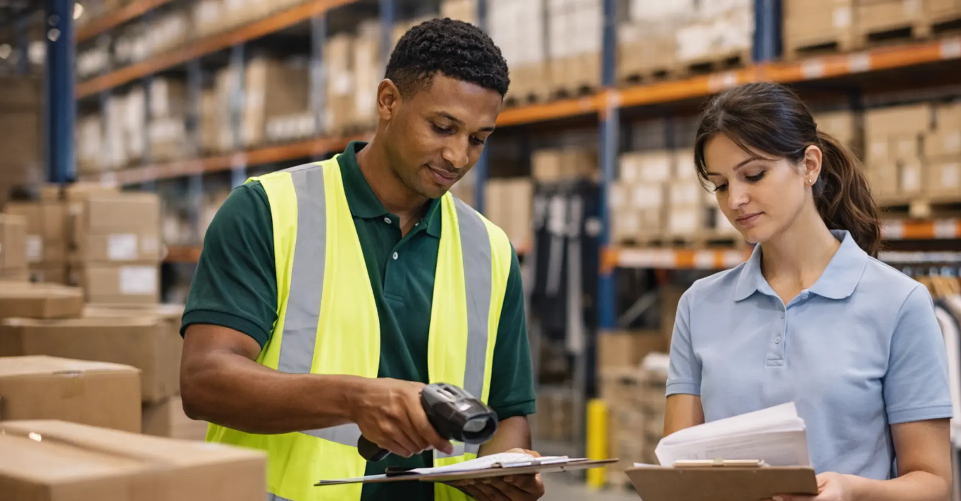 sustainable workwear Ireland warehouse logistics team hi-vis and corporate uniforms certified