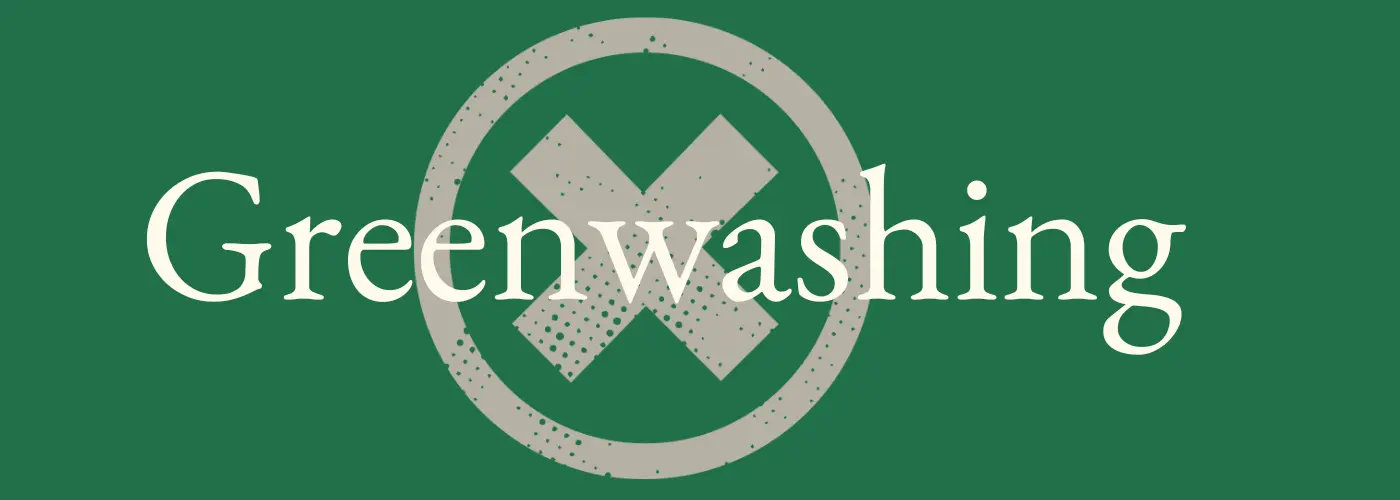 Greenwashing in Workwear — Ask for Certification Greenwashing concept graphic with crossed-out symbol highlighting the need for verified certification in workwear suppliers