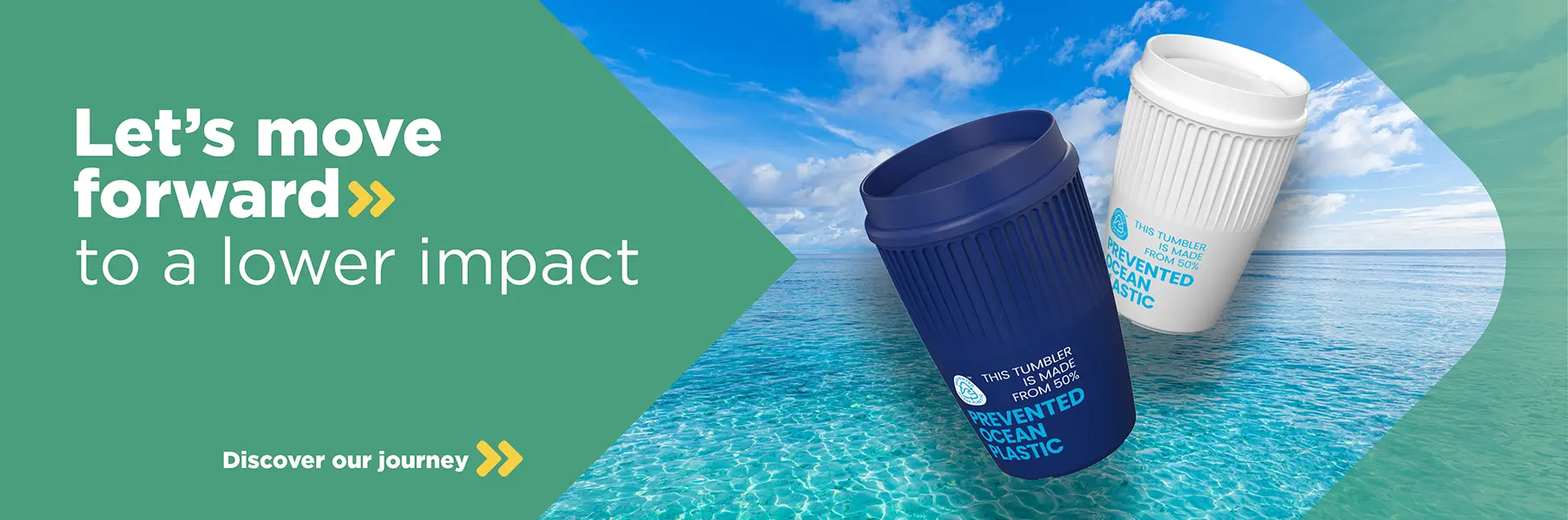 Sustainable Branded Drinkware Ireland Recycled ocean plastic reusable cups with prevented ocean plastic certification