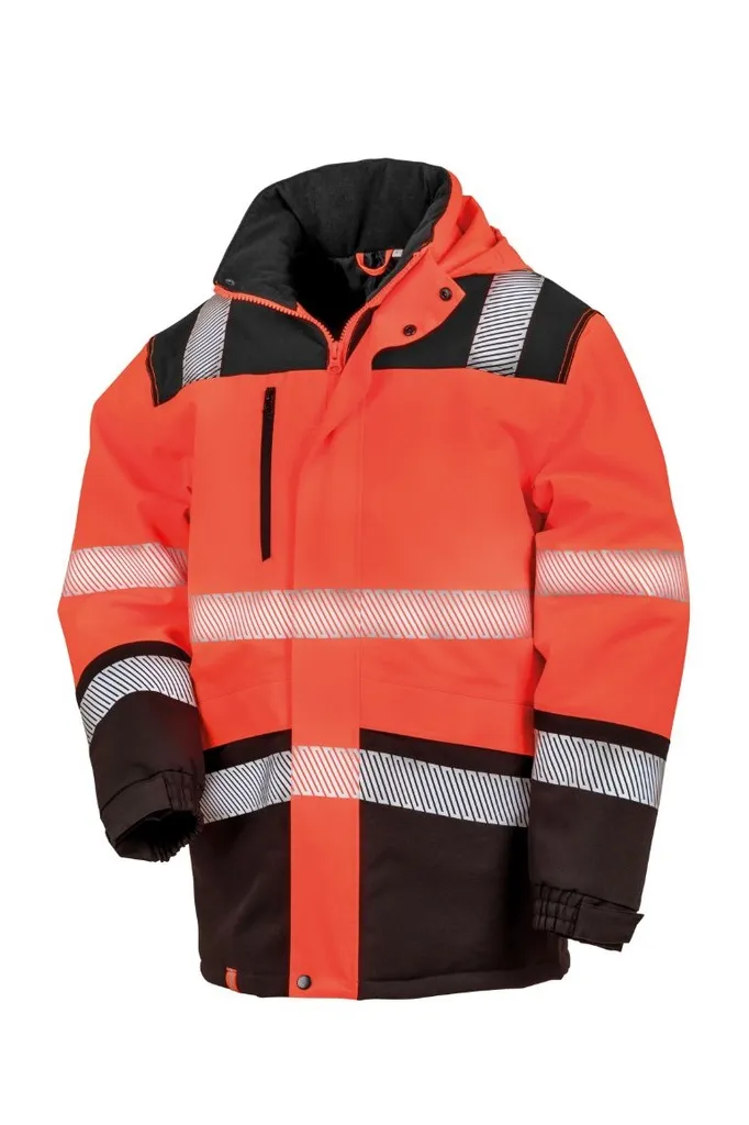 [R475X] Result Safeguard Printable softshell safety coat (Fluorescent Orange-Black, S).webp