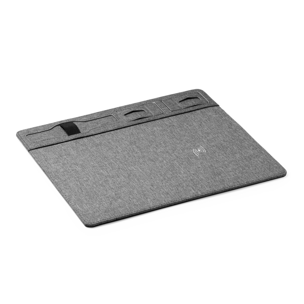 Mouse pad in RPET with in-built 10W wireless charger. AL3038