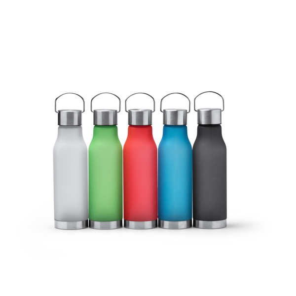 RPET bottle, stainless steel cap, handle and bottom. 600 ml capacity. BI1169