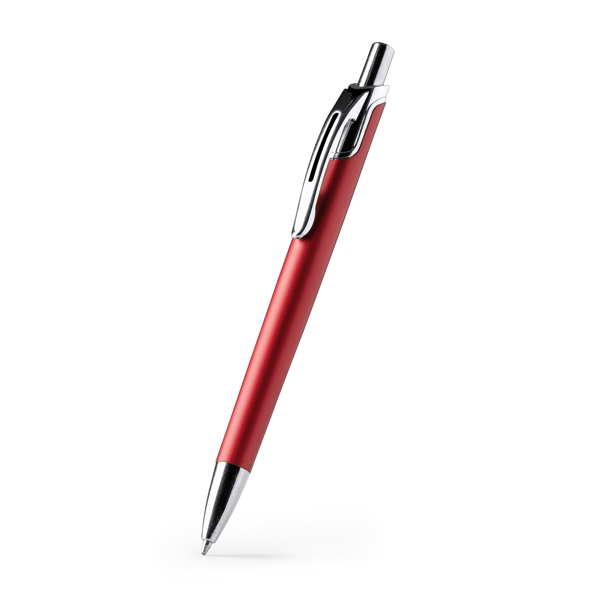 Ball pen with main structure in recycled aluminium and push button in chrome-plated finish. Blue ink.