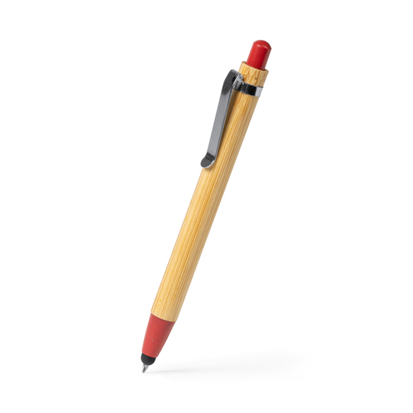 Retractable pen with bamboo body.