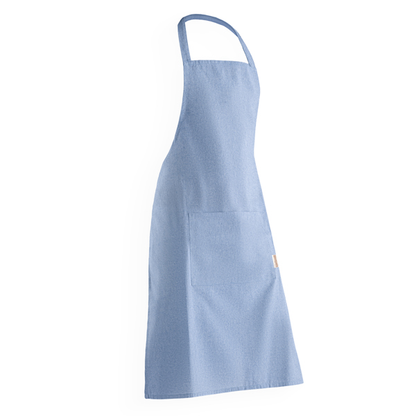 Apron made of recycled cotton in heather finish. Front pocket. One size adjustable.