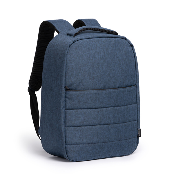The RPET 300 D anti-theft backpack. 2 main padded compartments to protect your 15" laptop and tablet.