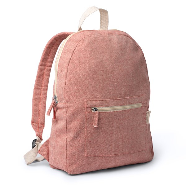 Backpack made of 320 gsm recycled cotton in a heather finish design.