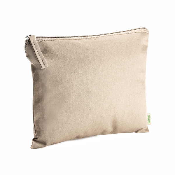 100% organic cotton toilet bag with matching puller. 180 gsm.