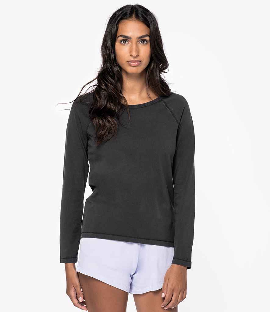 Native Spirit Ladies Raglan Long Sleeve Washed T-Shirt NS339