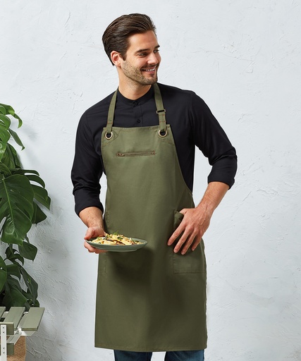 Contrast Stitch Bib Apron 