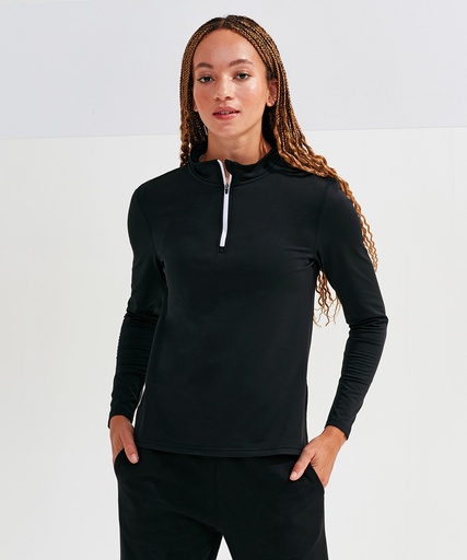 Ladies Long-sleeve brushed back ¼ zip Top TR121