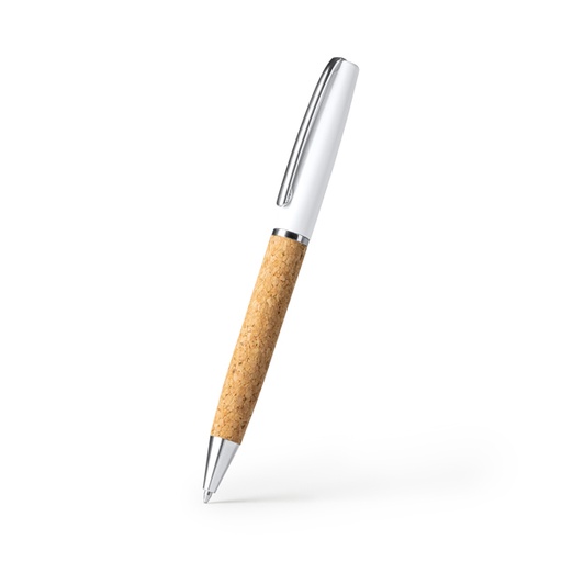 [BL7991] Promotional twist ball pen with body in natural cork and steel. Chrome plated details. Blue ink.