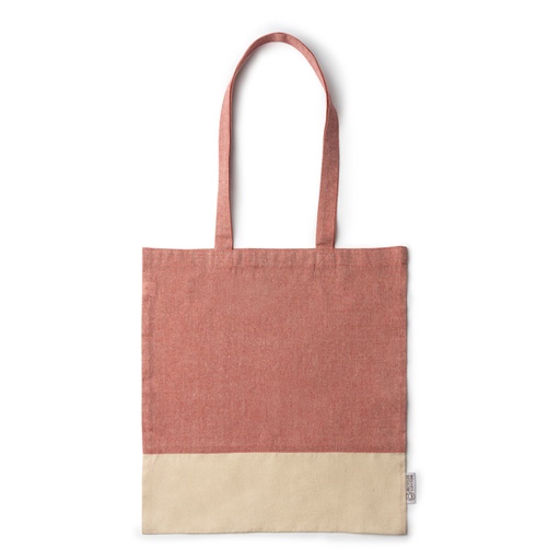 [BO7188] Recycled cotton bag in a heather finish design and 120 gsm natural cotton. Reinforced 70 cm long handles.