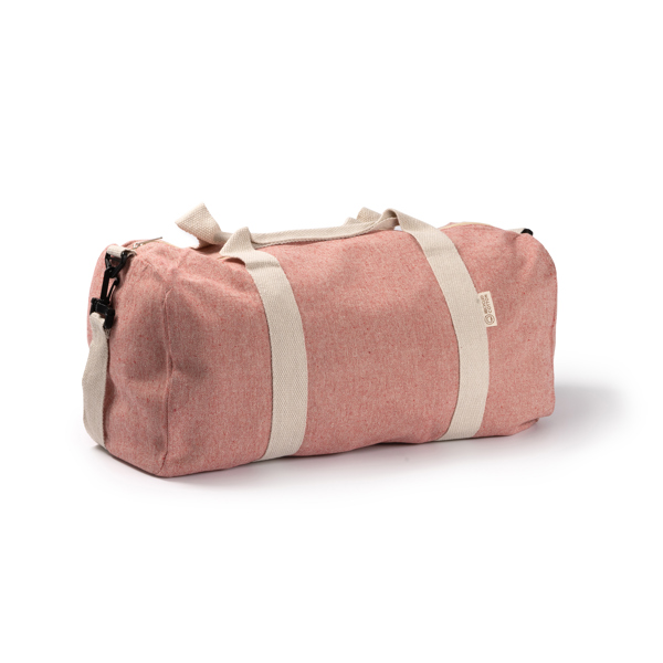 Multifunction duffel bag made of 320 gsm recycled cotton in a heather finish. 24 litres capacity.