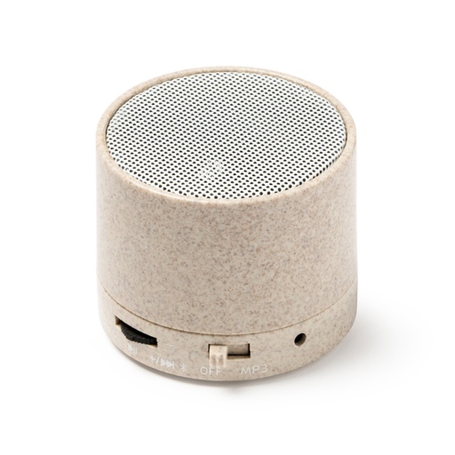 [BS3198] Wireless speaker made of wheat fibre. FM radio function, Bluetooth, micro SD card, and hands-free function.