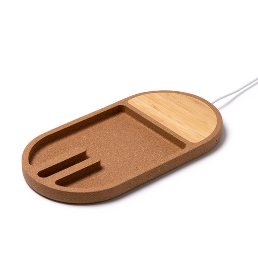 [CR1210] The wireless charger with combined cork and bamboo body. Powered by 10W.