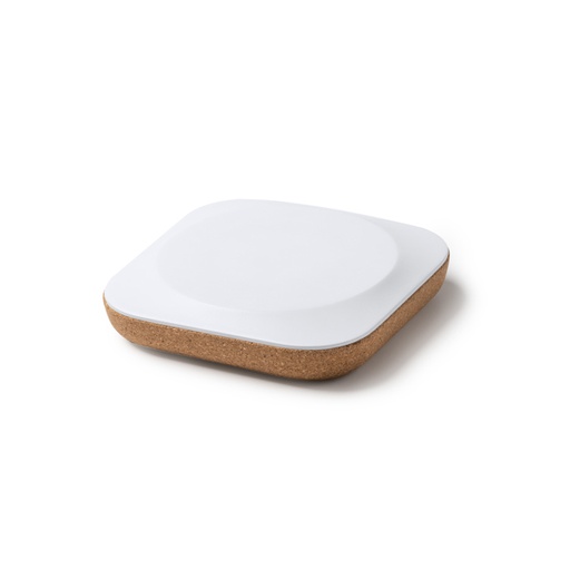 [CR2987] Wireless charger with structure in recycled ABS and natural cork. 10W fast charge.