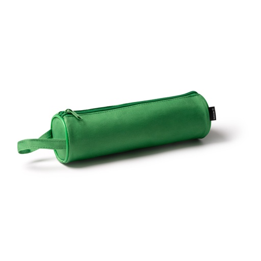 [ET1322] Cylindrical case in 600D RPET polyester in plain colours and matching zipper.