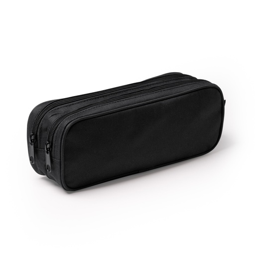 [ET1337] Pencil case in 300D RPET polyester with double compartment and zipper fastening.