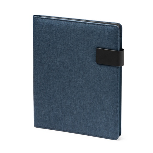 [FO7984] Multipurpose A4 folder in heather 600D RPET with magnetic clasp. Detachable 30-sheet lined pad included.