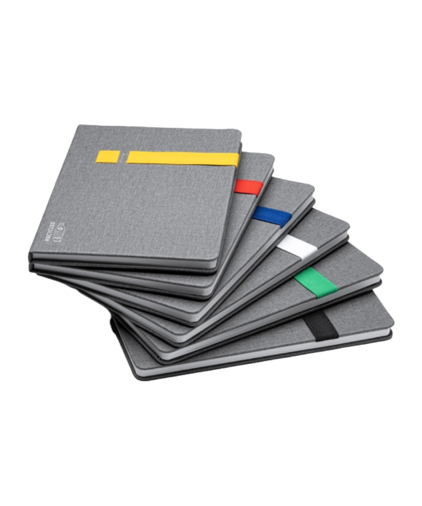 A5 Notebook RPET hard cover. Pen & Mobile Holder included. 