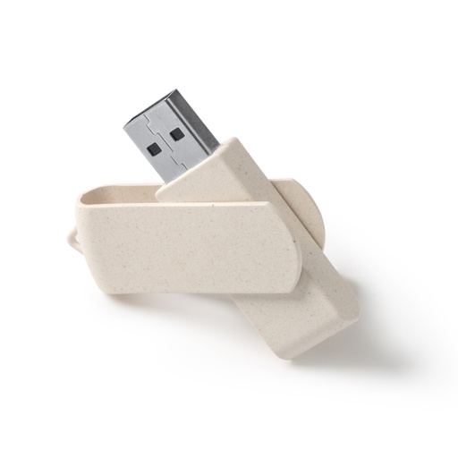 [US4193] USB memory stick with main structure and swivel clip in wheat fibre. 16GB capacity.