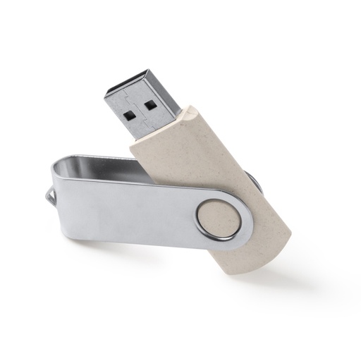 [US4194] USB memory stick in wheat fibre with metal swivel clip. 16GB capacity.