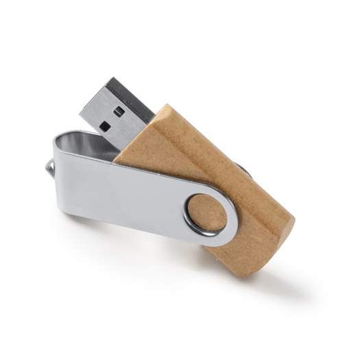 [US4196] USB memory stick in recycled cardboard with metal swivel clip. 16GB capacity.
