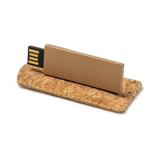 [US4197] USB memory stick in recycled cardboard with case in natural cork. 16GB capacity.